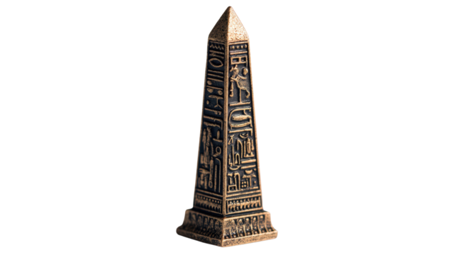 Ancient Egyptian obelisk miniature background isolated on a Transparent background, PNG file.