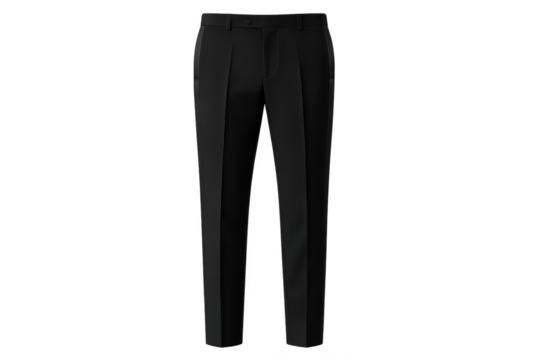 Elegant black formal trousers isolated on transparent background, clean-cut design