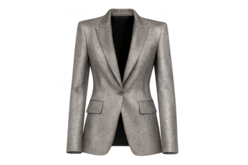 Elegant gray blazer isolated on transparent background, professional attire