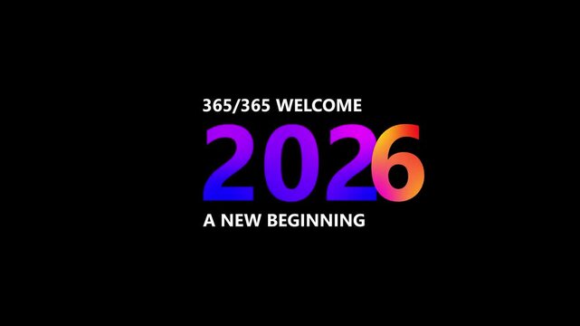 Vibrant 2026 New Year Greeting Animation Gradient Numbers Welcome 365 Days Celebration video