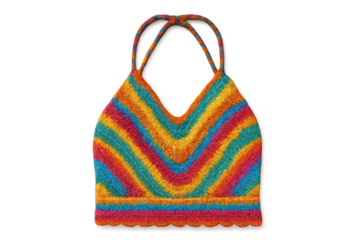 Colorful striped knit top isolated on transparent background, stylish design