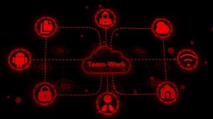 Advanced cloud Team Work system with secure network connection, data protection, encryption process, file sharing, digital storage, and online synchronization technology