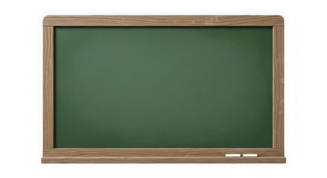 Rustic wooden framed green chalkboard with chalk pieces