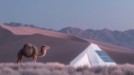 Sustainable Off-Grid Camping with Camel & Mountains