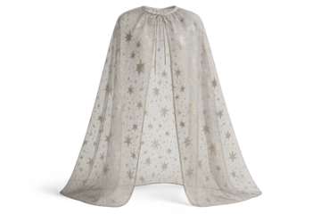 Elegant white cape with gold stars isolated on transparent background image