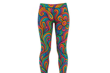 Psychedelic leggings with floral patterns isolated on a transparent background.