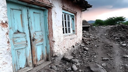 Abandoned Homes in Poverty-Stricken Areas Showing Urban Decay & Neglect