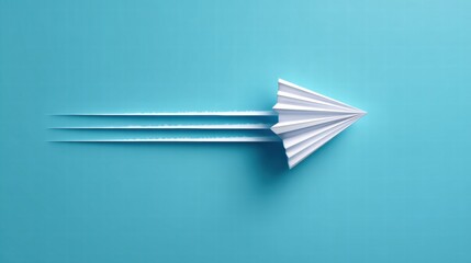 Paper airplane arrow on a blue background