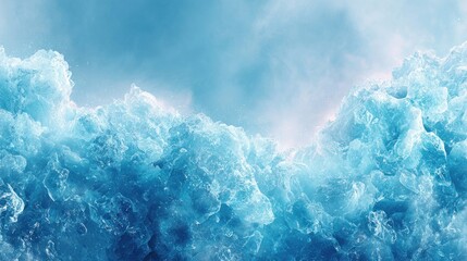 Abstract view of ice formations with a bright sky background