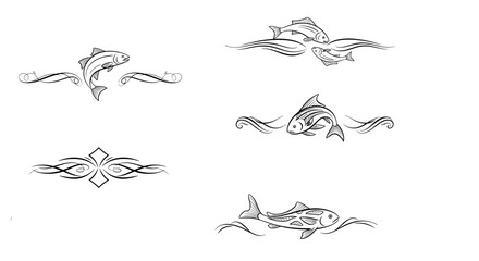 Artistic decorative dividers featuring fish and aquatic themes