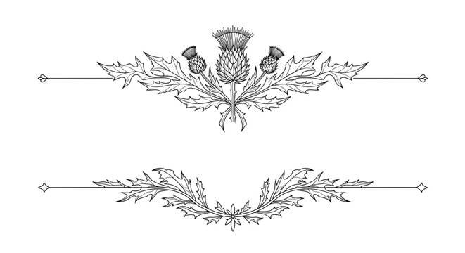 Elegant decorative dividers featuring thistle leaves and floral designs