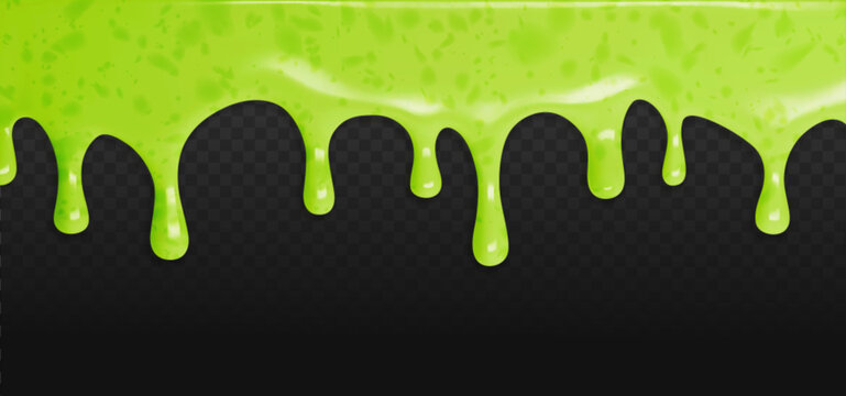 Halloween green slime border with dripping goo texture. Vector sticky jelly splash and liquid drops in spooky frame. Realistic toxic snot design for monster games and comic banner backgrounds.