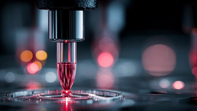 Macro shot anchor biomarker zone lighting up subtly under refined lab optical contrast, precision oncology editorial, precision oncology lab