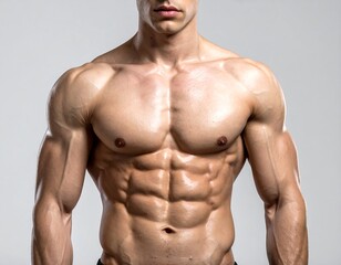 Fototapeta premium Close-up of a well-defined male torso showing impressive musculature