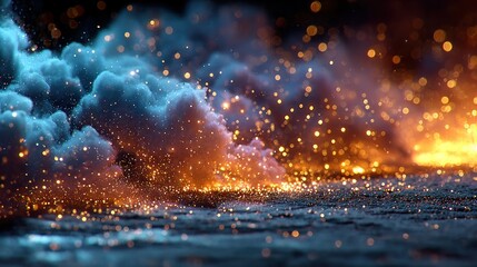 Fototapeta premium Abstract artwork of ethereal clouds, sparks, and an otherworldly, magical atmosphere, glowing