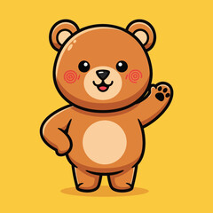 Cute bear waving hand cartoon vector icon illustration animal nature icon isolated flat vector
