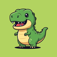 Cute dino tyrannosaur standing cartoon vector icon illustration animal nature icon isolated flat