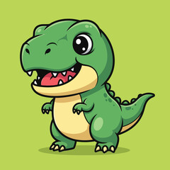 Cute dino tyrannosaur standing cartoon vector icon illustration animal nature icon isolated flat
