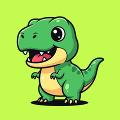 Cute dino tyrannosaur standing cartoon vector icon illustration animal nature icon isolated flat