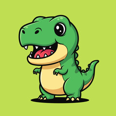 Cute dino tyrannosaur standing cartoon vector icon illustration animal nature icon isolated flat