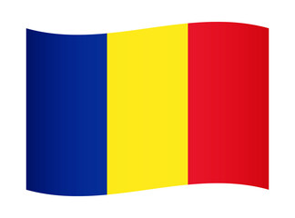 Fototapeta premium Romania wavy flag illustration. Waving flag of Romania transparation png