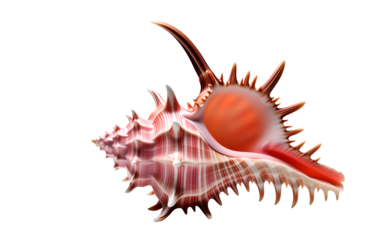 Pink murex shell with spines, ideal for exotic collector displays. Dramatic thorny crown for dramatic marine themes.