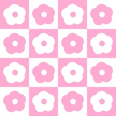 abstract square seamless pattern with cute chamomile flowers. natural floral pink background surface design, textile, print, wrapp paper, cover. cute art illustration.