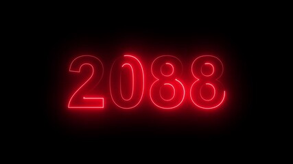 2088 Glowing Neon Line Text Animation, Powerful Abstract Neon Number Design in Stunning 4K Highlighting the Iconic and Important Year important date 2088.
