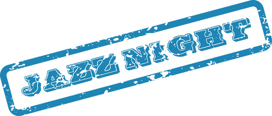 Retro Blue Distressed Rubber Stamp Announcing Jazz Night, Great for Flyers