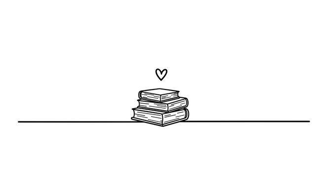 Charming decorative text divider with stacked books and a heart motif - Powered by Adobe