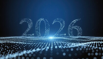2026 year composed of shimmering dots over dotted field