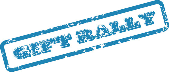 Gift Rally Event Promotional Image with Blue Distressed Stamp Effect Design
