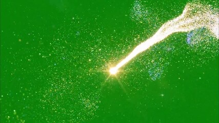 Glowing particle trail effect on green screen for chroma key compositing