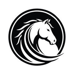 Elegant Horse Head Silhouette in Circular Frame A Symbol of Strength and Grace.eps