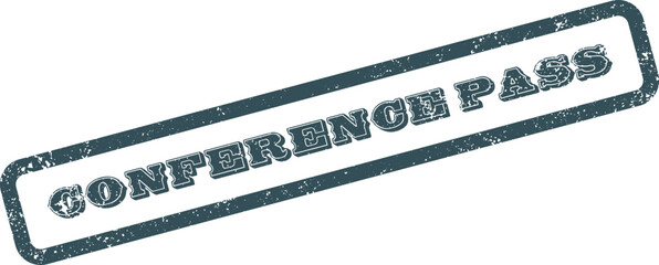 A Dark Teal Conference Pass with a Faded Distressed Border