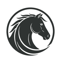 Elegant Horse Head Silhouette in Circular Frame A Symbol of Strength and Grace.eps
