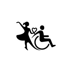 Icon shows love, care, support for disabled partner.