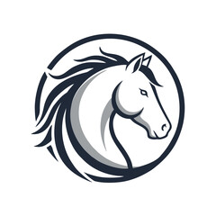Elegant Horse Head Logo Design with Flowing Mane in Circle.eps