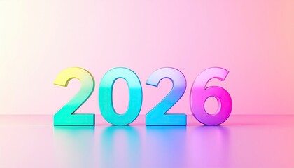 Glossy year 2026 numbers, gradient color, soft background