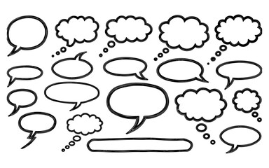 Fototapeta premium Collection of comic speech bubbles and cartoon text balloons for chat and communication vector illustration set
