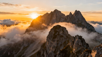 Fototapeta premium Majestic Mountain Covered in Morning Mist