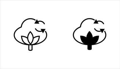 Eco Cycle Icon set. Plant with Recycling Arrows lack silhouette icon showing a plant inside a recycling arrow loop. Represents eco cycle, renewable resources, sustainable growth,