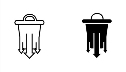Waste Disposal Icon set.  – Trash with Downward Arrows  vector illustration, pictogram isolated on white background. color editable