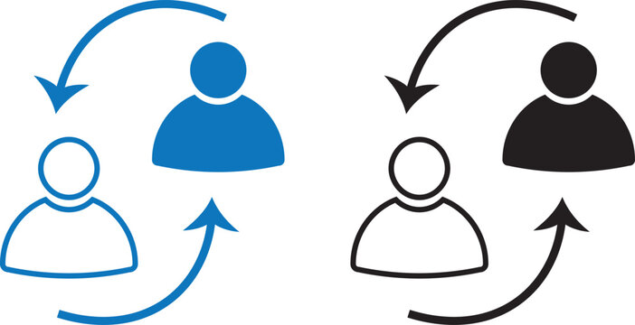 Replace person icon set, Person with arrow change icons, Vector icon symbol for website, User staff rotation icon symbol,

