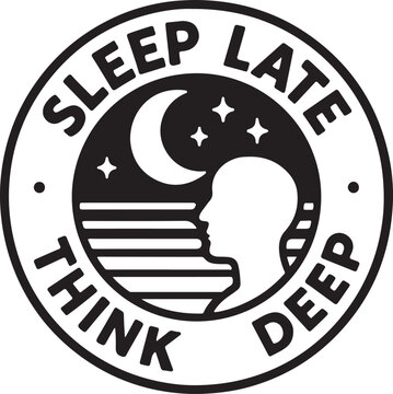 Sleep Late, Think Deep Retro Night Owl Badge.eps