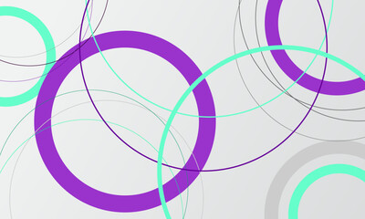 abstract green purple violet circles shape and outlines stroke overlapped on gray gradient background