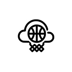 Vector icon of cloud silhouette with basketball inside illustration design concept game symbol graphic art