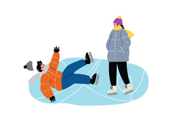 アイススケートを楽しむ男女