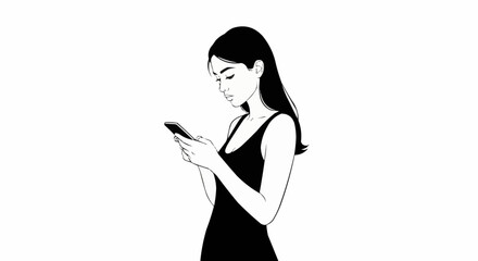 Woman engrossed in her phone, a modern digital interaction.