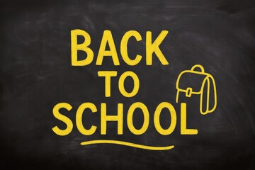 Obraz premium Colorful chalkboard illustration featuring 'Back to School' text with a backpack graphic, symbolizing the excitement of new academic journeys and educational opportunities.